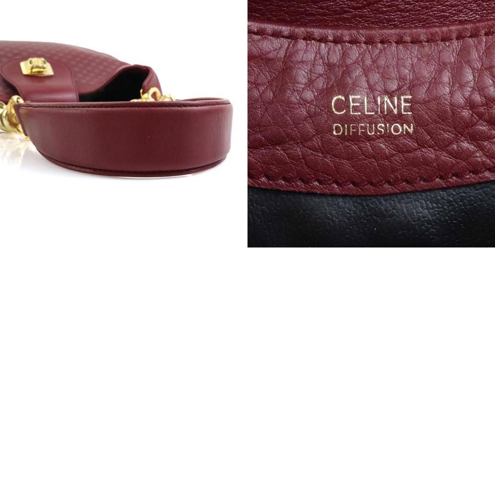 Celine Diffusion Shoulder Bag Leather Burgundy Gr… - image 5